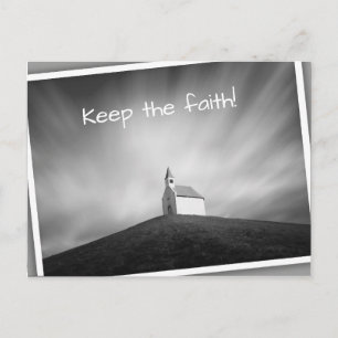 Kirche auf einem Hügel in Schwarzweiß Postkarte