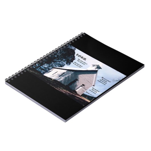 Kirche auf einem Hügel mit Psalm 15:1-2 Notizblock (Linke Seite)