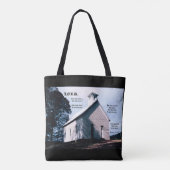 Kirche auf einem Hügel mit Psalm 15:1-2 Tasche (Rückseite)