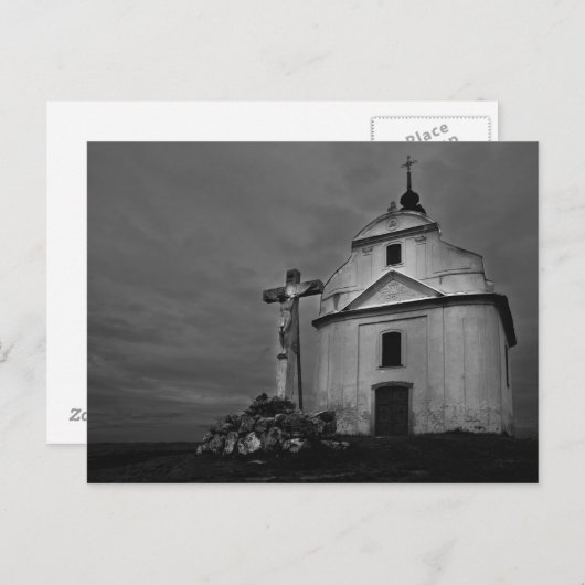 Kirche B&W Postkarte (Vorne/Hinten)