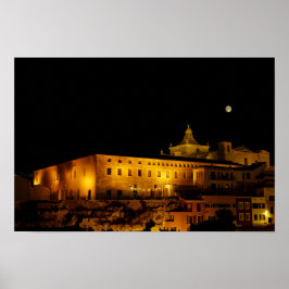 Kirche Carmen in der Nacht - Mahon, Menorca, Spani Poster