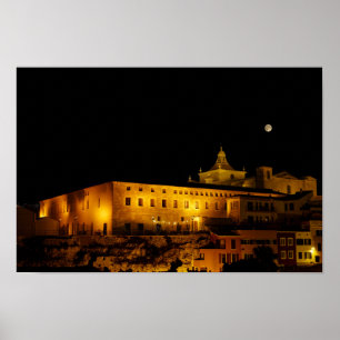 Kirche Carmen in der Nacht - Mahon, Menorca, Spani Poster