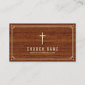 Kirche Cross Gold Gerahmt Elegante Holzpfleger Visitenkarte (Vorderseite)