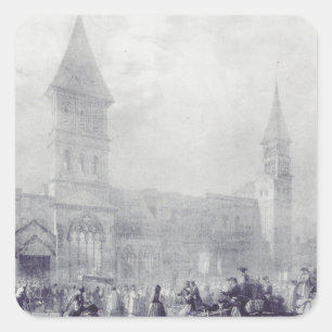 Kirche der Abtei Saint Philibert in Tournus Quadratischer Aufkleber