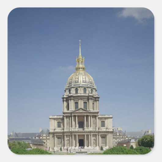 Kirche der Invaliden, gebaut 1679-1708 Quadratischer Aufkleber (Vorderseite)
