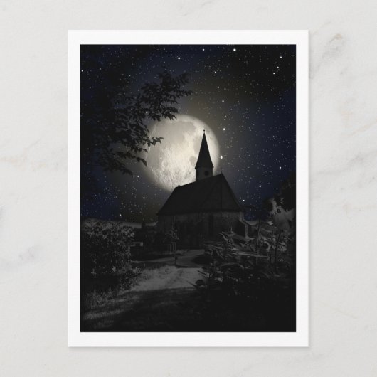Kirche im Mondlicht Postkarte (Vorderseite)