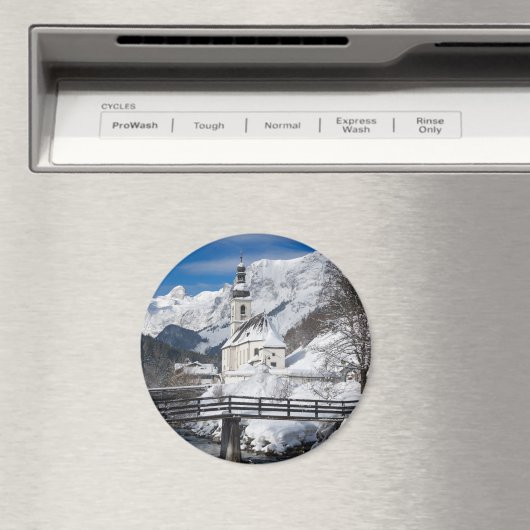 Kirche im Schnee mit den Alpen Magnet (In Situ (Geschirrspüler))