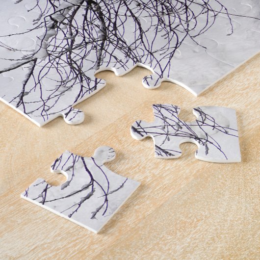 Kirche im Schnee mit den Alpen Puzzle (Seite)