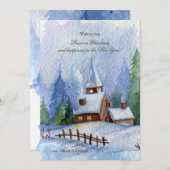 Kirche im Schnee Weihnachtskarten Feiertagskarte (Vorne/Hinten)