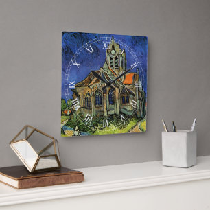 Kirche in Auvers-sur-Oise von Vincent van Gogh Quadratische Wanduhr