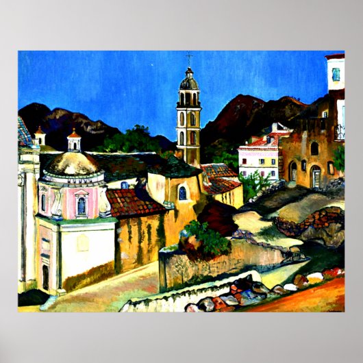 Kirche in Belgodere, Korsika, schöne Kunst, Poster (Vorne)
