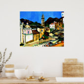 Kirche in Belgodere, Korsika, schöne Kunst, Poster (Küche)