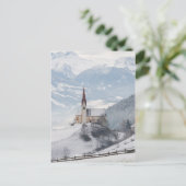 Kirche in einer alpinen Winterlandschaft Postkarte (Stehend Vorderseite)