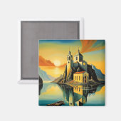 Kirche in Fjord 8 Magnet (Vorderseite/Rückseite)