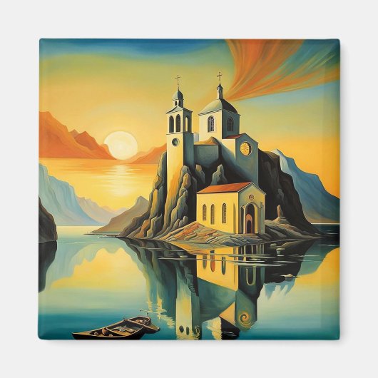 Kirche in Fjord 8 Magnet (Vorne)