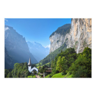 Kirche in Lauterbrunnen, Schweiz Fotodruck