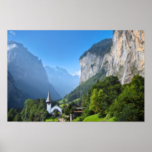 Kirche in Lauterbrunnen, Schweiz Poster