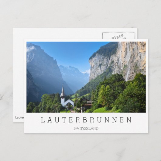 Kirche in Lauterbrunnen, Schweiz Postkarte (Vorne/Hinten)