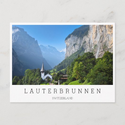 Kirche in Lauterbrunnen, Schweiz Postkarte (Vorderseite)