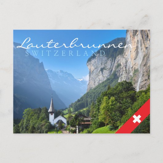 Kirche in Lauterbrunnen, Schweiz Postkarte (Vorderseite)