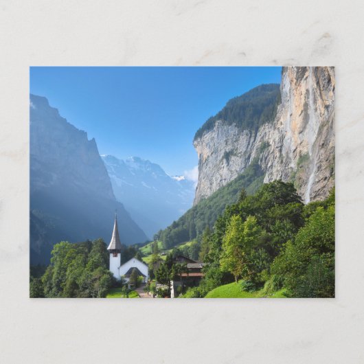 Kirche in Lauterbrunnen, Schweiz Postkarte (Vorderseite)