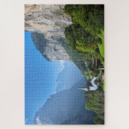 Kirche in Lauterbrunnen, Schweiz Puzzle (Vertikal)