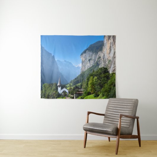 Kirche in Lauterbrunnen, Schweiz Wandteppich (Beispiel (Horizontal))
