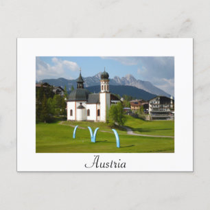 Kirche in Österreich - weiße Postkarte