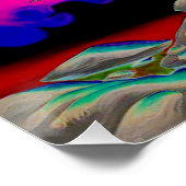 Kirche in psychedelischer Landschaft 2 Poster (Ecke)