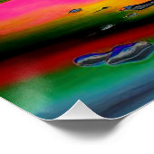 Kirche in psychedelischer Landschaft 4 Poster (Ecke)