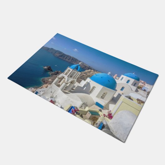 Kirche in Santorin, Griechenland Fußmatte (Schrägansicht)