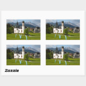Kirche in Seefeld, Österreich, rechteckiger Aufkle Aufkleber (Blatt)