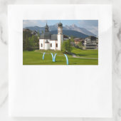 Kirche in Seefeld, Österreich, rechteckiger Aufkle Rechteckiger Aufkleber (Tasche)