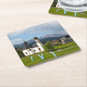 Kirche in Seefeld, Österreich-Untersetzer Rechteckiger Pappuntersetzer (angewinkelt)