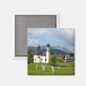 Kirche in Seefeld, österreichischer Magnet (Vorderseite/Rückseite)
