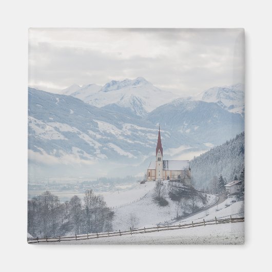 Kirche in Zillertal im Winter Magnet (Vorne)