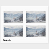 Kirche in Zillertal im Winter rechteckige Aufklebe Rechteckiger Aufkleber (Blatt)