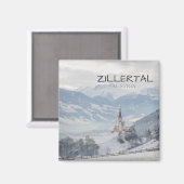 Kirche in Zillertal im Winter-Textmagneten Magnet (Vorderseite/Rückseite)