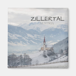 Kirche in Zillertal im Winter-Textmagneten Magnet