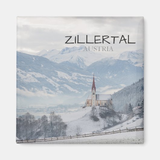 Kirche in Zillertal im Winter-Textmagneten Magnet (Vorne)
