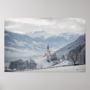 Kirche in Zillertal im Winterplakat Poster