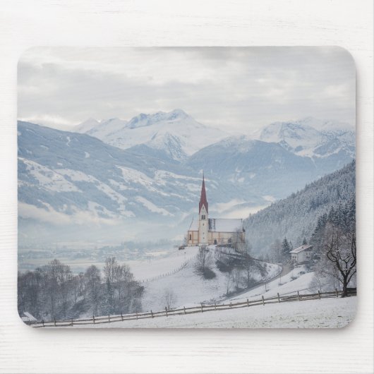 Kirche in Zillertal in Winter mousepad (Vorne)