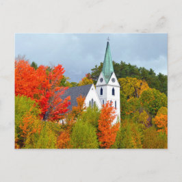 Kirche, Island Pond, Vermont, Herbst Postkarte