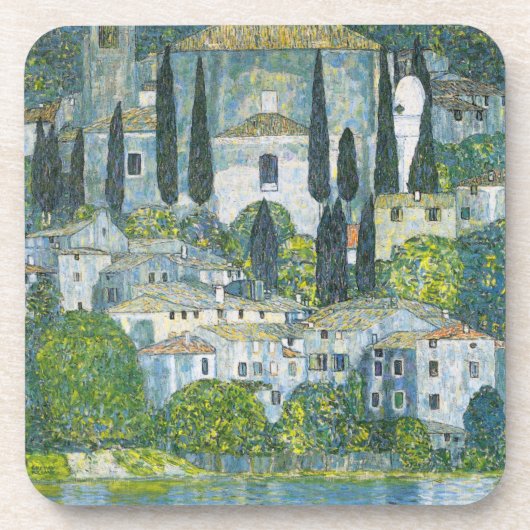 Kirche (Kirche) in Cassone von Gustav Klimt Getränkeuntersetzer (Vorderseite)