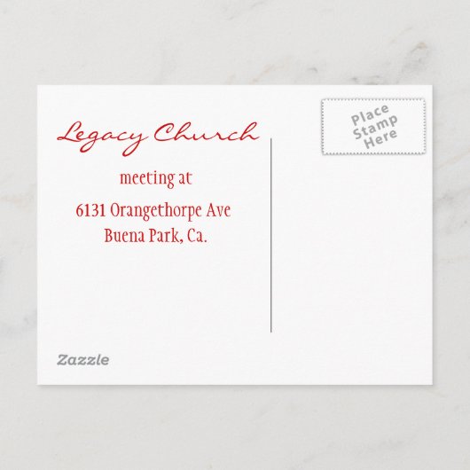 Kirche laden Postkarte ein (Rückseite)