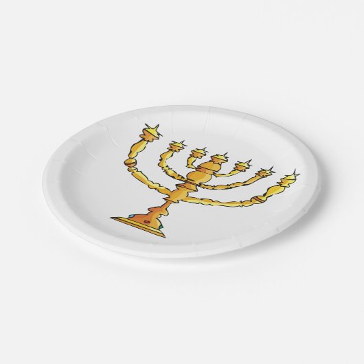 Kirche Menorah Pappteller (Schrägansicht)