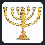 Kirche Menorah Quadratischer Aufkleber<br><div class="desc">Eine Kirche menorah in Gold mit vielen Kerzen. Dieses Design sieht auf diesen Aufklebern wirklich effektiv aus</div>