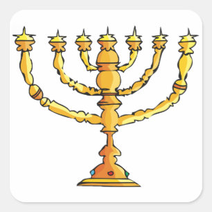 Kirche Menorah Quadratischer Aufkleber
