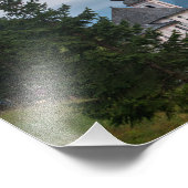 Kirche mit den Alpen Berge bei Sonnenuntergang Fotodruck (Ecke)