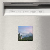 Kirche mit den Alpen Berge bei Sonnenuntergang Magnet (In Situ (Geschirrspüler))